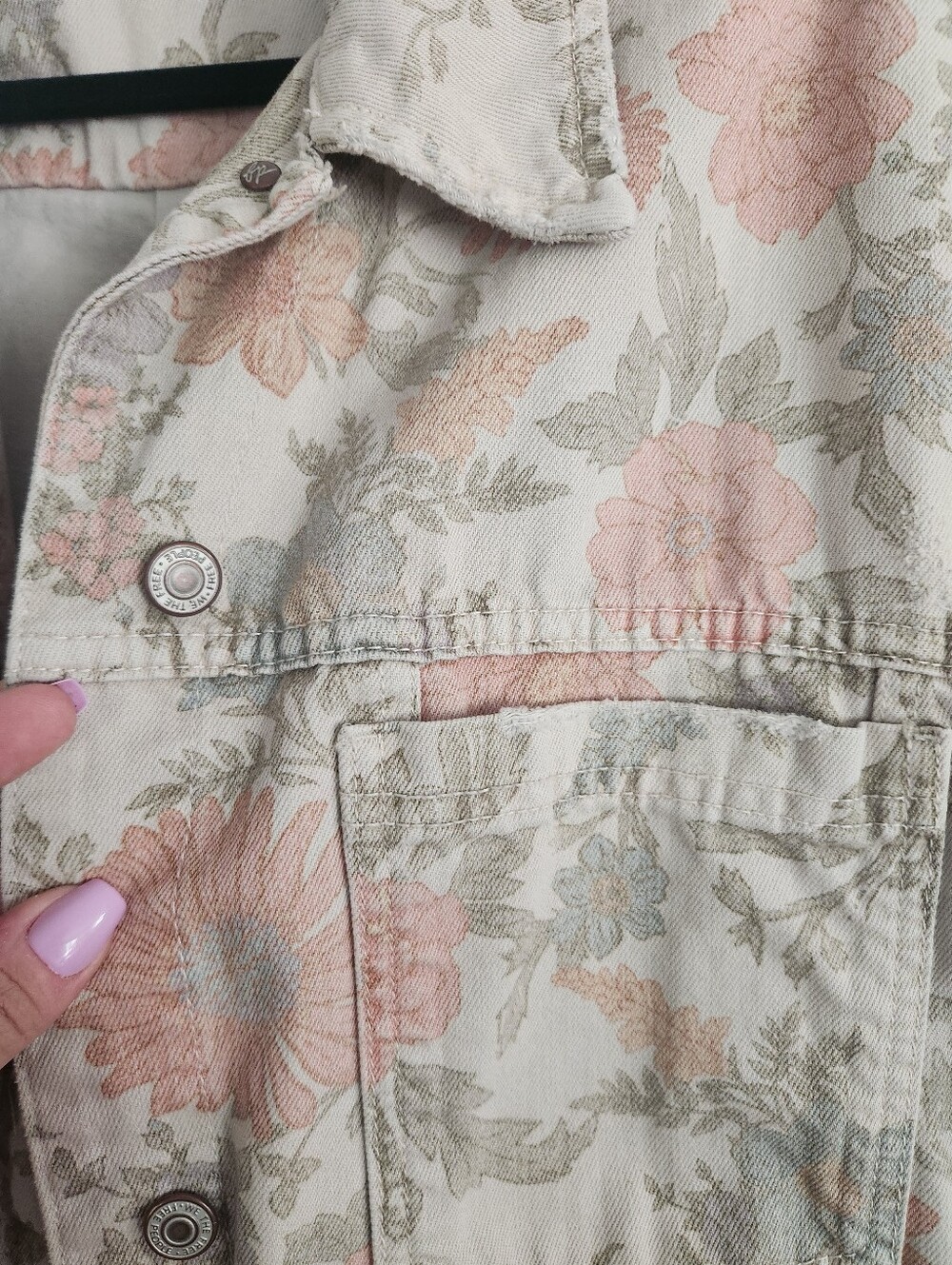 Free People We The Free Floral Denim Swing Jacket - Picture 4 of 9